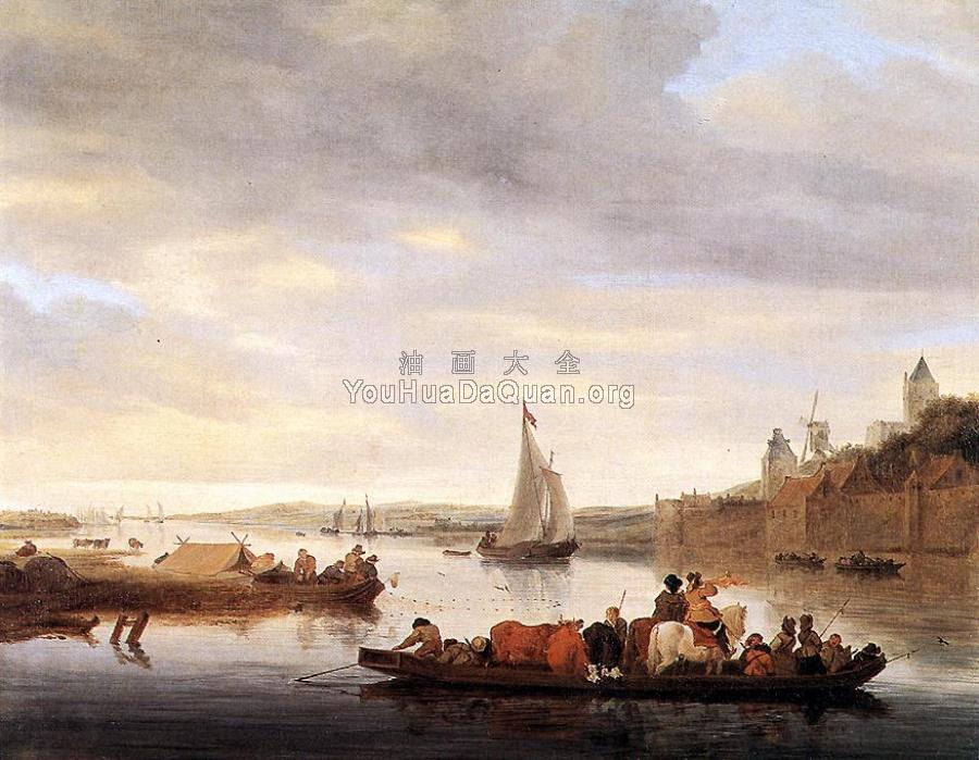 The Crossing at Nimwegen - 萨洛蒙·凡·雷斯达尔